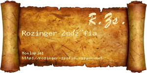 Rozinger Zsófia névjegykártya